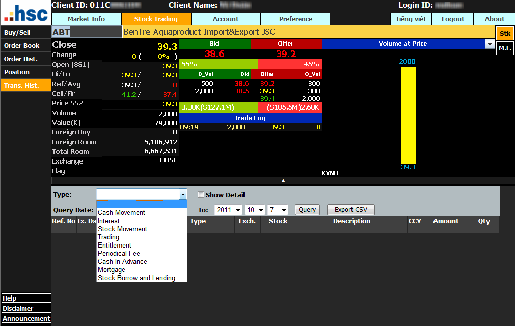 Trade History